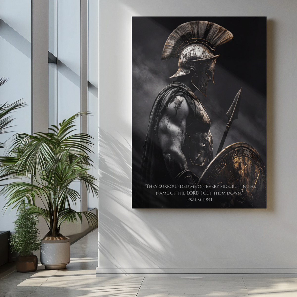 CUT THEM DOWN — Psalm 118:11 Spartan Warrior Canvas | Covenant Canvas Co.